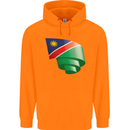 Curled Namibia Flag Namibian Day Football Childrens Kids Hoodie Orange