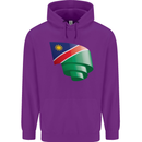 Curled Namibia Flag Namibian Day Football Childrens Kids Hoodie Purple