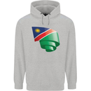 Curled Namibia Flag Namibian Day Football Childrens Kids Hoodie Sports Grey