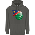 Curled Namibia Flag Namibian Day Football Childrens Kids Hoodie Storm Grey