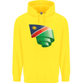 Curled Namibia Flag Namibian Day Football Childrens Kids Hoodie Yellow