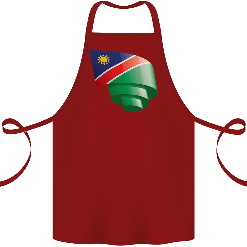 Curled Namibia Flag Namibian Day Football Cotton Apron 100% Organic Maroon