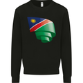 Curled Namibia Flag Namibian Day Football Kids Sweatshirt Jumper Black