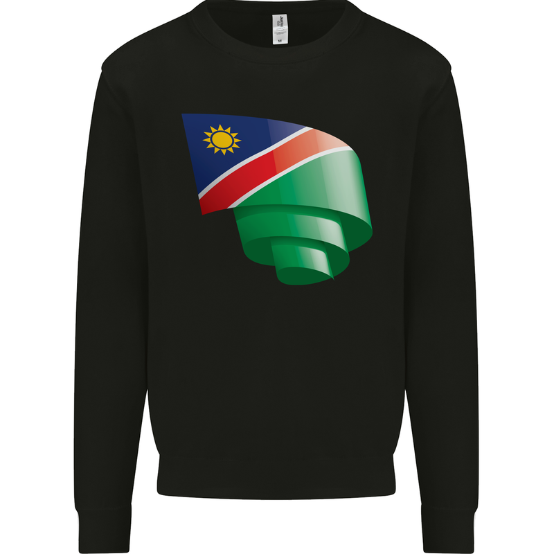 Curled Namibia Flag Namibian Day Football Kids Sweatshirt Jumper Black