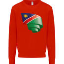 Curled Namibia Flag Namibian Day Football Kids Sweatshirt Jumper Bright Red