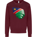 Curled Namibia Flag Namibian Day Football Kids Sweatshirt Jumper Maroon