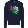 Curled Namibia Flag Namibian Day Football Kids Sweatshirt Jumper Navy Blue