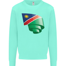 Curled Namibia Flag Namibian Day Football Kids Sweatshirt Jumper Peppermint