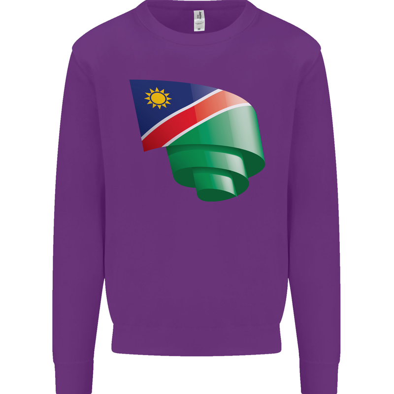 Curled Namibia Flag Namibian Day Football Kids Sweatshirt Jumper Purple