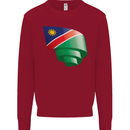 Curled Namibia Flag Namibian Day Football Kids Sweatshirt Jumper Red