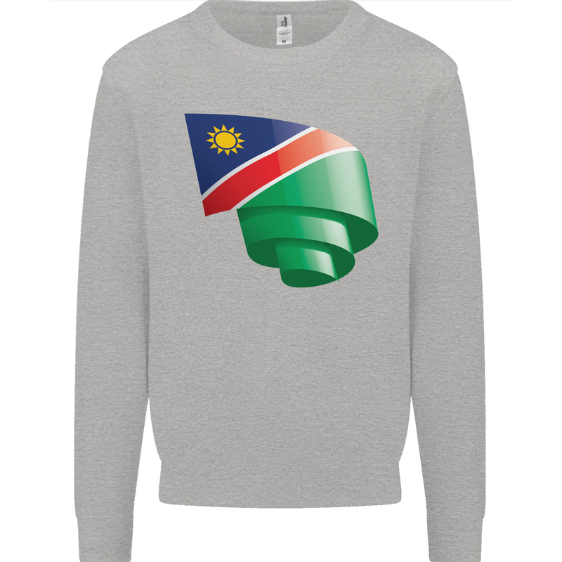 Curled Namibia Flag Namibian Day Football Kids Sweatshirt Jumper Sports Grey