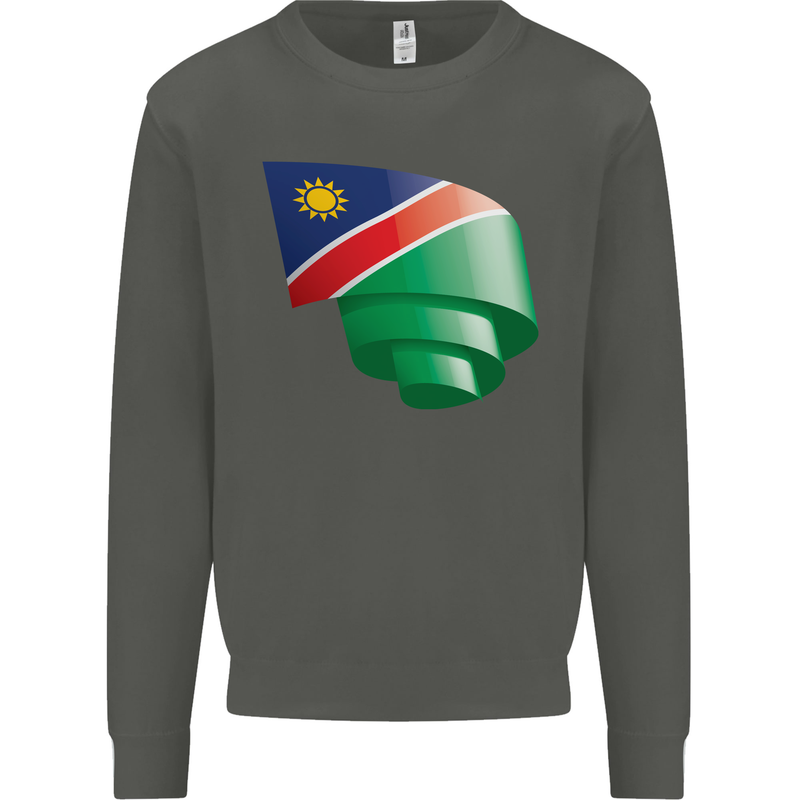 Curled Namibia Flag Namibian Day Football Kids Sweatshirt Jumper Storm Grey