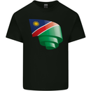 Curled Namibia Flag Namibian Day Football Kids T-Shirt Childrens Black