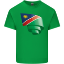 Curled Namibia Flag Namibian Day Football Kids T-Shirt Childrens Irish Green
