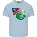 Curled Namibia Flag Namibian Day Football Kids T-Shirt Childrens Light Blue
