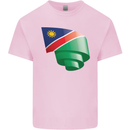 Curled Namibia Flag Namibian Day Football Kids T-Shirt Childrens Light Pink