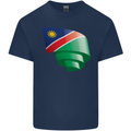 Curled Namibia Flag Namibian Day Football Kids T-Shirt Childrens Navy Blue