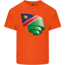 Curled Namibia Flag Namibian Day Football Kids T-Shirt Childrens Orange