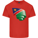 Curled Namibia Flag Namibian Day Football Kids T-Shirt Childrens Red