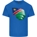 Curled Namibia Flag Namibian Day Football Kids T-Shirt Childrens Royal Blue