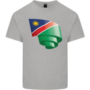 Curled Namibia Flag Namibian Day Football Kids T-Shirt Childrens Sports Grey