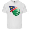 Curled Namibia Flag Namibian Day Football Kids T-Shirt Childrens White