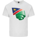 Curled Namibia Flag Namibian Day Football Kids T-Shirt Childrens White