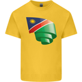 Curled Namibia Flag Namibian Day Football Kids T-Shirt Childrens Yellow