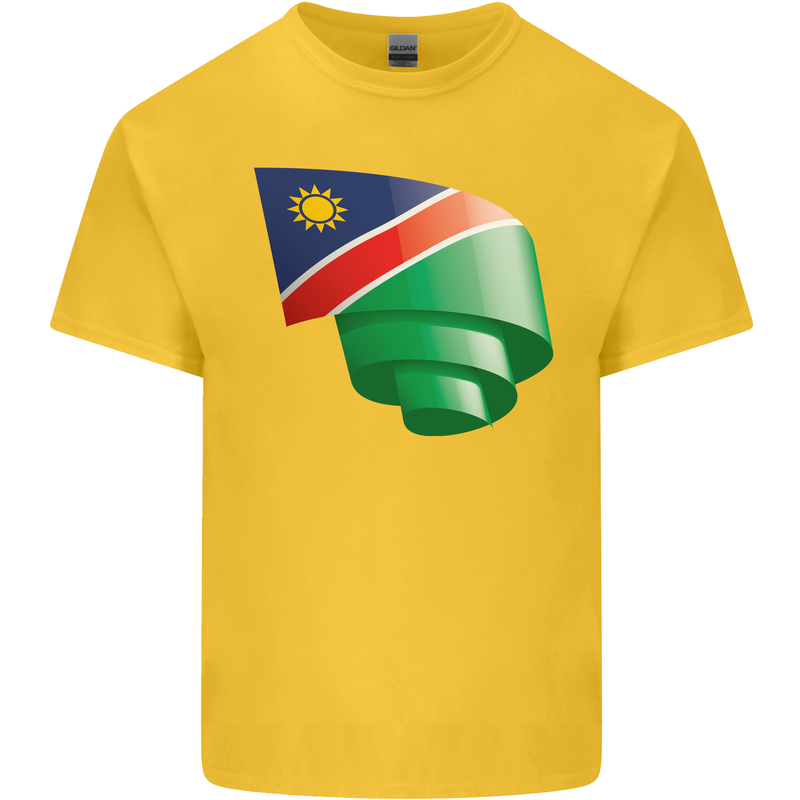 Curled Namibia Flag Namibian Day Football Kids T-Shirt Childrens Yellow