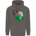 Curled Namibia Flag Namibian Day Football Mens 80% Cotton Hoodie Charcoal