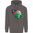Curled Namibia Flag Namibian Day Football Mens 80% Cotton Hoodie Charcoal