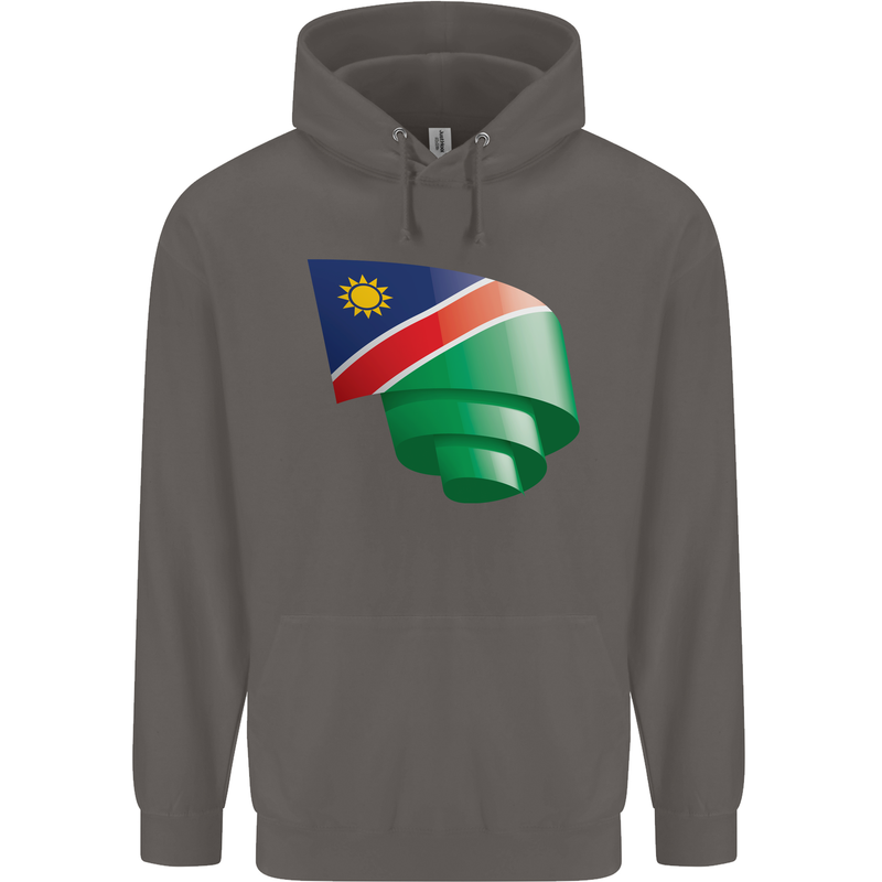 Curled Namibia Flag Namibian Day Football Mens 80% Cotton Hoodie Charcoal