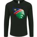 Curled Namibia Flag Namibian Day Football Mens Long Sleeve T-Shirt Black