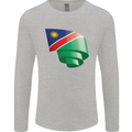 Curled Namibia Flag Namibian Day Football Mens Long Sleeve T-Shirt Sports Grey