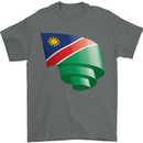 Curled Namibia Flag Namibian Day Football Mens T-Shirt 100% Cotton Charcoal