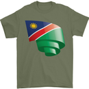 Curled Namibia Flag Namibian Day Football Mens T-Shirt 100% Cotton Military Green