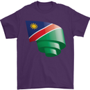 Curled Namibia Flag Namibian Day Football Mens T-Shirt 100% Cotton Purple