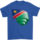 Curled Namibia Flag Namibian Day Football Mens T-Shirt 100% Cotton Royal Blue