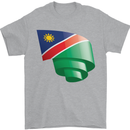 Curled Namibia Flag Namibian Day Football Mens T-Shirt 100% Cotton Sports Grey