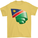 Curled Namibia Flag Namibian Day Football Mens T-Shirt 100% Cotton Yellow