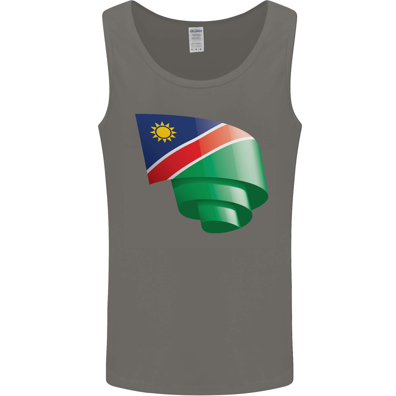Curled Namibia Flag Namibian Day Football Mens Vest Tank Top Charcoal