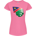 Curled Namibia Flag Namibian Day Football Womens Petite Cut T-Shirt Azalea