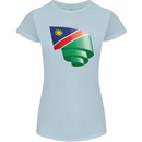 Curled Namibia Flag Namibian Day Football Womens Petite Cut T-Shirt Light Blue