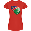 Curled Namibia Flag Namibian Day Football Womens Petite Cut T-Shirt Red