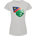 Curled Namibia Flag Namibian Day Football Womens Petite Cut T-Shirt Sports Grey
