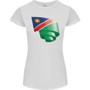 Curled Namibia Flag Namibian Day Football Womens Petite Cut T-Shirt White