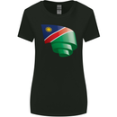 Curled Namibia Flag Namibian Day Football Womens Wider Cut T-Shirt Black