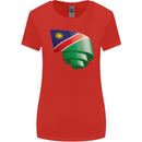 Curled Namibia Flag Namibian Day Football Womens Wider Cut T-Shirt Red