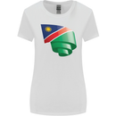 Curled Namibia Flag Namibian Day Football Womens Wider Cut T-Shirt White