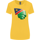 Curled Namibia Flag Namibian Day Football Womens Wider Cut T-Shirt Yellow